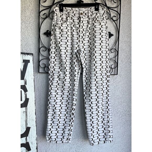 Reformation Mod High Rise Straight Leg Pants - Size 29 - Ivory/ Brown - Picture 2 of 9